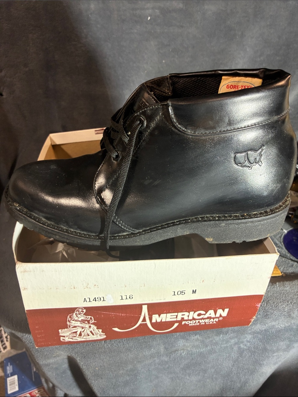 Vtg American Footwear A1491 Black Leather Work Chukka Boots Mens 10.5 M USA